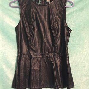 Black “Leather” Fitted Lace Shirt